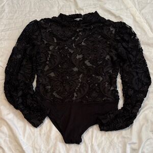 Fashion Nova Black Lace Bodysuit